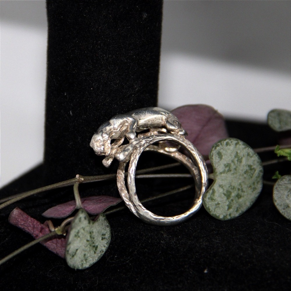 925 Sterling Silver Panther Ring Animal Branch Double Band Size 6.5 Big Cat - Picture 1 of 9